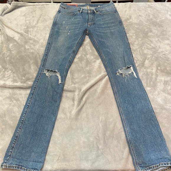 Acne studios Bla Konst max mid ripped Slim Fit Ripped Knee Jeans 28839 - Picture 3 of 13